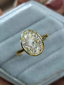 1pc High Quality Exquisite Oval Single Diamond Elegant Luxury Style Copper Zirconia Multicolor Women's Ring Size 6-10, Women's Wedding Engagement Ring, Daily Party Jewelry, Birthday Anniversary Valentine's Day Gift - Multicolor - View 2