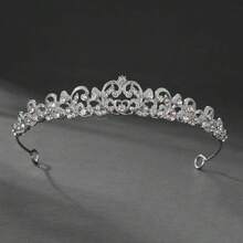 1 pieza Diadema con mini corona incrustada de rhinestones, adecuada para fiestas, cumpleaños, bodas, verano, playa - Plateado - Ver 10