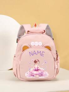 1pc Mini Back To School Personalized Bear Backpack, Versatile Casual Ballet Cartoon Girl Butterfly Print, Zipper Closure, Nylon Material, Adjustable Shoulder Strap, Hand-Carry, Suitable For School, Shopping, Daily Outings, Birthday Gift - Multicolor - View 24