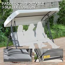 3 Seater Garden Swing Chair, Patio Rocking Bench With Tilting Canopy, Removable Cushion - Brown - View 7