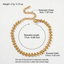 Elegante braccialetto in acciaio inossidabile placcato oro 18K con design cavo a forma di naso di maiale quadrato, adatto per l'uso quotidiano e per feste delle donne, gioielleria di moda - Dorato - Visualizzare 9