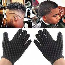 Curly Hair Sponge Gloves, Magic Curl Scissors Twist Sponge Glove Brush, Black Hair Brush Sponge For Men's Curly Hair, African Natural Hair, Gift, Hair Styling Accessories, Hair Styling Tools - Multicolor - View 9