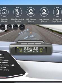 Car Tire Pressure Monitoring System Solar-Powered Auto Tire Pressure Sensor Digital Display For Real Monitoring Fit For Cars And Rvs - A - View 3