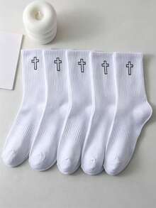 Men's Cross Design Sports Casual Socks, Breathable And Sweat-Absorbing, Versatile Style - Multicolor - View 3