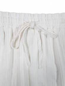 glestore Men's Vintage Style Casual Striped Linen Texture Long Pants, Suitable For Commuting, Leisure And Vacation, All Seasons - White - View 7