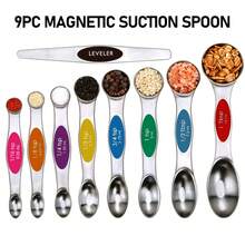9pcs Measuring Spoon Set, Modern Stainless Steel, Household Kitchenware Measuring Spoon, Home Essentials Kitchen Gadgets Double-Ended Coffee & Baking Tool, Accurate Scale Measuring Utensils, Home Kitchen Cooking Gadgets - Multicolor - View 7