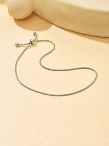 1pc S925 Sterling Silver Minimalist Plain Chain Adjustable Anklet For Women, Cold Style, Versatile For Daily Commute, Party, Low-Key, Travel, Photography, Niche Design - Chain - View 8