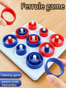 Children's Toy Ring-Toss Game - An Educational Toy For The Table - An Entertaining Tutoring Game. Enhances Logical Thinking Through Double-Person Tic-Tac-Toe. - Multicolor - View 2