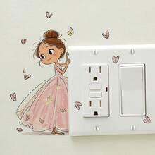 Lovely Little Girl PVC Wall Stickers Easy Install, Pretty Switch Decor For Kids Room & Kindergarten - Multicolor - View 5