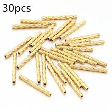 30件/包 銅色刻面螺旋直管珠，圓管隔珠，適用於手鍊、吊墜、耳環裝飾，手工DIY鏈條鑰匙圈珠寶配件材料 - 螺紋直管珠 - 查看 9