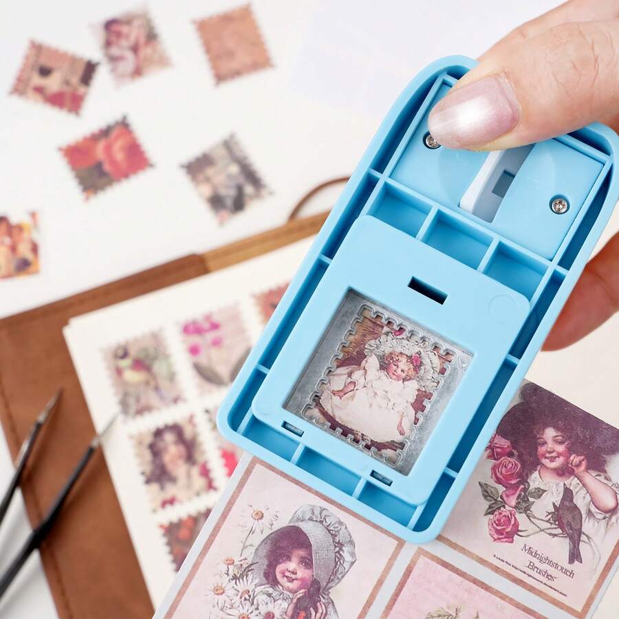 Perforadora de sello rectangular de 1x0.8 pulgadas; Perforadora manual de estilo palanca, adecuada para manualidades de papel y scrapbooking