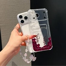 [24h Shipping From DE/FR/ES]Phone Case: 2pcs Set: Transparent Flower Card Slot Phone Case + Mermaid Princess Heart Bracelet, Suitable For IPhone 16, 15, 14, 13, 12 Pro Max, XS, XR, Fashionable Phone Case, Stylish Design, Artistic Pattern, Scratch-Resistant Protective Casethe Perfect Present - A - View 3