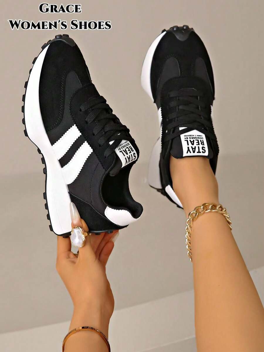 Women's Flat Casual Sports Shoes, Retro Lace-Up Shoes, Lightweight Minimalist Fitness Walking Sneakers, Suitable For All Seasons