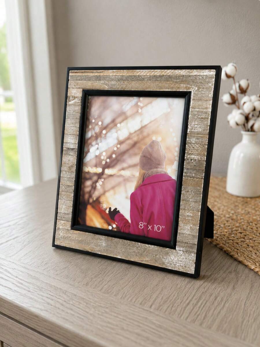 Portarretratos Decorativo de Madera con Marco Interior Contrastante, Estilo Rústico Moderno para Foto Tamaño 8x10, Ideal para Sala, Recámara u Oficina, Diseño Elegante para Mesa o Repisa, Perfecto para Enmarcar Retratos Familiares y Recuerdos, Regalo para Cumpleaños, Aniversario, Boda o Inauguración de Casa - Madera - Ver 1