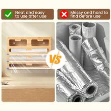 Foil And Cling Film Dispenser And Cutter, Bamboo Kitchen Wrap Organiser - Yellow - View 4