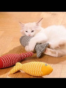 3pcs Cat Toy Set: Cat Realistic Fish (Durable Chewing Type) - Interactive Soft Realistic Fish, Suitable For Cats And Puppies Training And Play - Cat Supplies - Multicolor - View 1