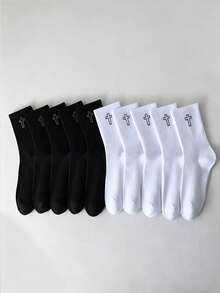 Men's Cross Design Sports Casual Socks, Breathable And Sweat-Absorbing, Versatile Style - Multicolor - View 12