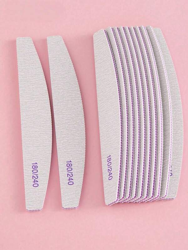5/10/25/50pcs Professional Crescent-Shaped Nail Files, 180/240 Grit, Nail Care Supplies, Nail Art Tools, Nail Tools (Suitable For Press-On Nails)