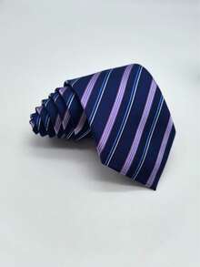 1pc Men's 8cm Wide Premium Striped Tie, Suitable For Business Banquets, Wedding Events - Multicolor - View 6