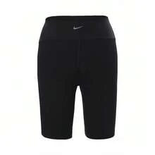 Nike Women's Solid Color Slim Fit Comfortable Elastic High Waist Sports Shorts - Black - View 8
