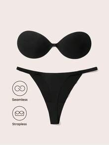 Lignisse Women's Adhesive Invisible Push-Up Strapless Sticky Bras With Thong ,Instant Breast Lift, Suitable For Backless Evening Gowns And Special Occasions - Multicolor - View 5