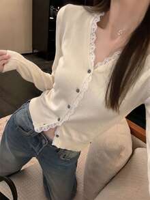 Autumn/Winter New Korean Style Sweet Casual Knit Cardigan For Women, Versatile Outerwear/Single Wear For Daily Commute Fall - Apricot - View 1