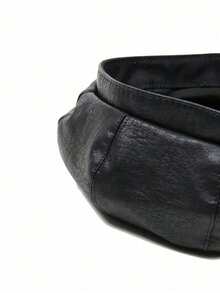 1pc Women's Black PU Leather Beret, Popular Style In Saudi Arabia, Elegant Women's Accessory - Black - View 10
