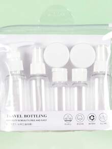 7pcs Travel Refillable Bottle Set With Toiletry Bag, Leak-Proof Liquid Dispenser Bottles, Portable Toiletry Container Set For Lotion, Shampoo, Cream, Soap, Travel Essentials, Back To School - Multicolor - View 12
