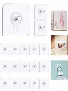 Picture Frame Wall Hooks, Transparent Reusable Adhesive Hooks, Waterproof And Oil-Resistant, Bathroom And Kitchen Wall Hooks - One Size - View 2