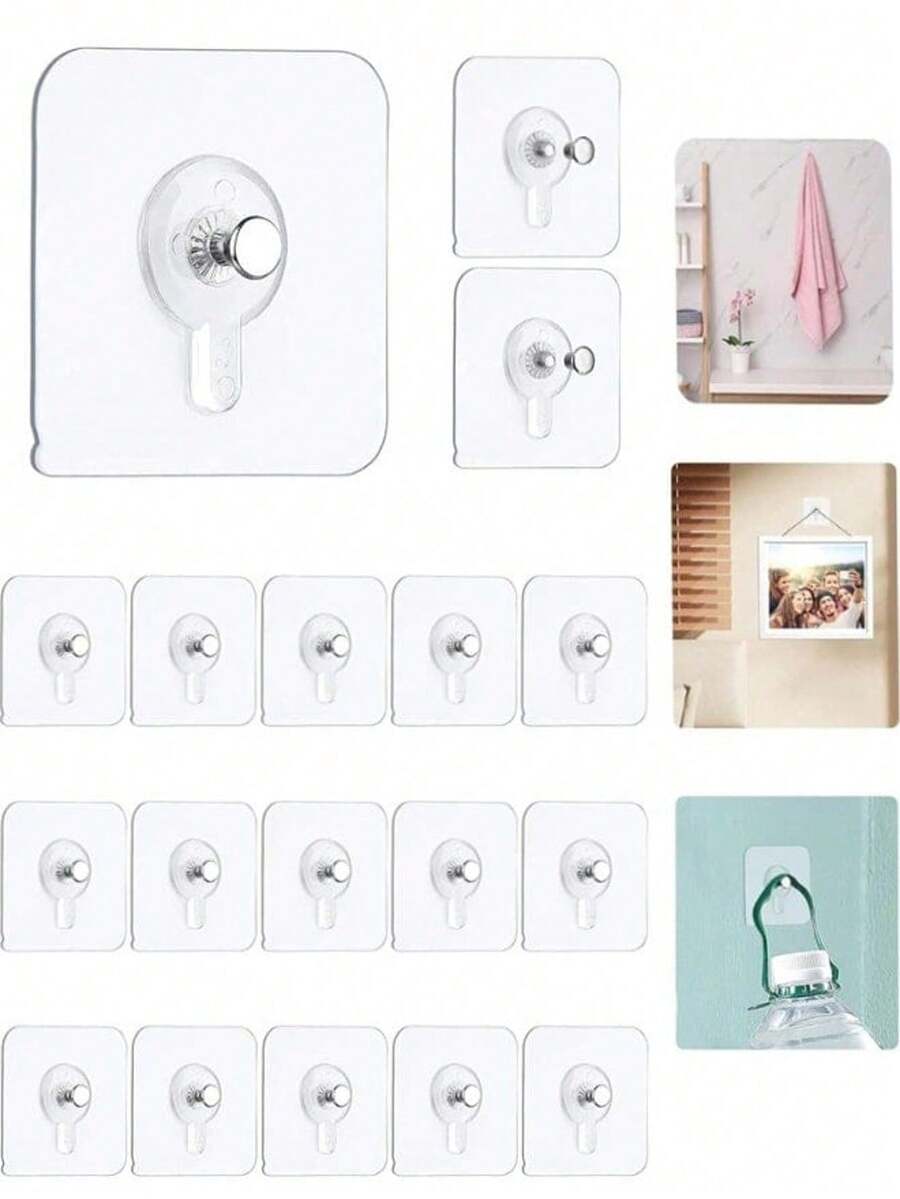 Picture Frame Wall Hooks, Transparent Reusable Adhesive Hooks, Waterproof And Oil-Resistant, Bathroom And Kitchen Wall Hooks