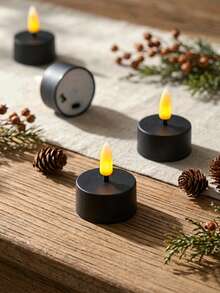 6/12/24pcs Flameless Candle Lights, With Timer Remote Control, Battery Operated, Odorless Flameless Mini Wishing Candles, Suitable For Halloween, Christmas, Valentine's Day, Gifts, Birthday, Proposal, Wedding, Party - Black - Warm Glow - View 6