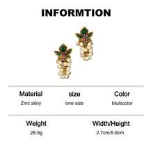 1 Pair French Vintage Enamel Green Leaf Pearl Grape Tassel Earrings, Luxury Colorful Rhinestone Long Dangle Earrings, European Court Style Banquet Dress Accessory - Multicolor - View 10