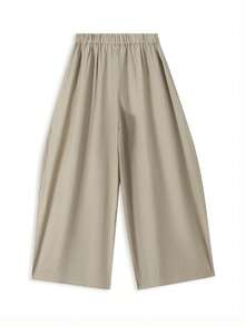 Women's Summer Drapey Straight Leg Casual Pants, Design-Focused Wide Leg Loose Fit Slimming Versatile Airy Pants - Light Brown - View 7