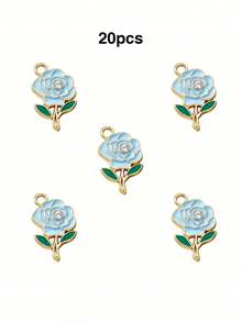 10/20/100PCS Rhinestone Rose Flower Pendant DIY Alloy Jewelry Accessories Earrings Necklace Charm Pendant Box Packaging Hanging Decoration - Rose - View 6