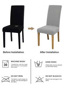 1 PIEZA/4 PIEZAS/6 PIEZAS Fundas de silla de unicolor con jacquard, fundas de silla de comedor elásticas y desmontables, adecuadas para comedor, sala de estar, decoración del hogar - Gris Claro - Ver 5
