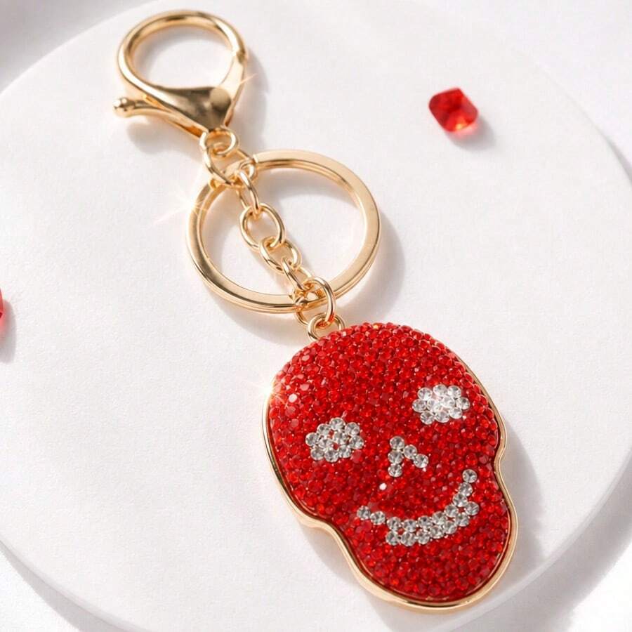 1pc Back To School Casual Daily Zinc Alloy Crystal Skull Bag Charm, Colorful Rhinestone Inlaid Skull Pendant, Suitable For Bags And Keys, Portable Student Decoration - Multicolor - View 1