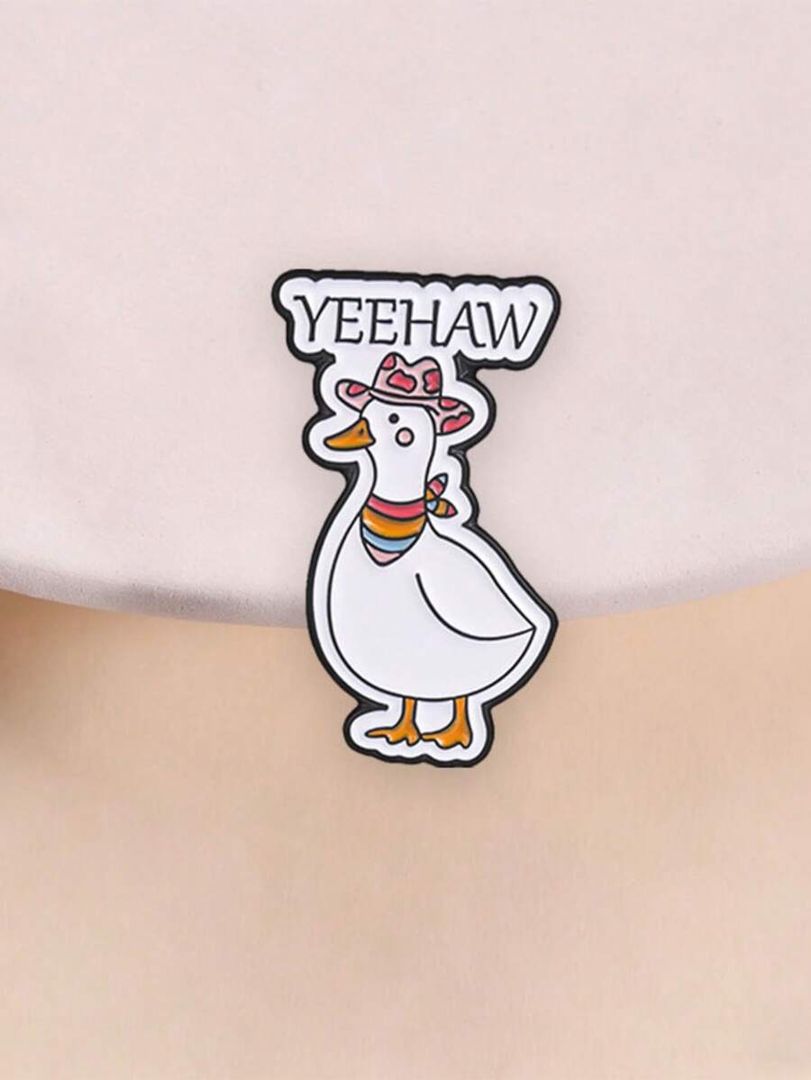 Yeehaw 牛仔鴨琺瑯胸針 西部鄉村風 愛心牛仔帽 彩虹圍巾 領口胸針 背包裝飾禮物