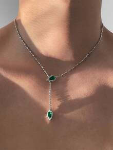 Unique Double Snake Head Necklace With Zirconia, Suitable For Men And Women. It's A Fashionable Hip-Hop Y2K Style Necklace, Perfect For Daily Wear Or As A Gift, With Adjustable Length. - A - View 1