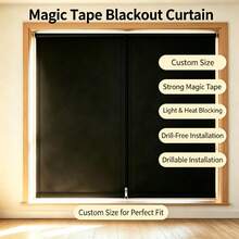 No-Drill Self-Adhesive Blackout Curtains! Custom Size Zipper Style, Heat Insulation And Light Blocking, Suitable For Bedroom And Kitchen, Essential For Renters~ - Black - View 8