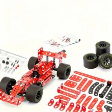 Building Kit Car Model, 1:20 Scale Race Car Metal Model STEM Project Building, Erector Set STEM Projects Toys For Boys 8-12, Red Vehicle DIY Assembly Metal Model - Multicolor - View 3