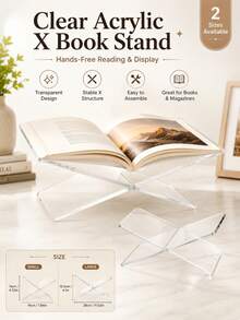 X型透明書架，適用於閱讀樂譜及其他書籍。白色書架，適合居家使用。適用於圖書館、食譜書、音樂專輯及各種其他書籍。 - 書架X - 查看 2