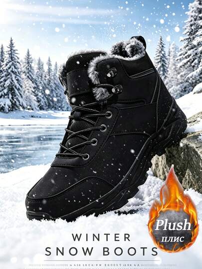Sepatu Bot Salju Pria Musim Dingin Berlapisan Bulu Domba, Sepatu Atletik Ukuran Besar Berlapisan Mewah, Sepatu Bot Hiking Luar Ruangan, Sol Tahan Aus, Warna Kuning, Cocok Untuk Pemakaian Sehari-hari, Berjalan, Hiking Luar Ruangan, Mendaki Gunung, Berjalan di Salju dalam Cuaca Dingin Musim Dingin (Sedikit Perbedaan Warna Antar Batch Produksi)