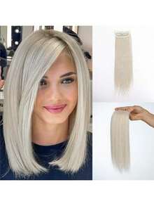 Women's Thick Invisible Clip-In Hair Extensions - Synthetic Hair Pieces, Short Straight Voluminous, Platinum Blonde & Multi-Color Options, Suitable For Thin Hair And Daily Styling - White - View 1