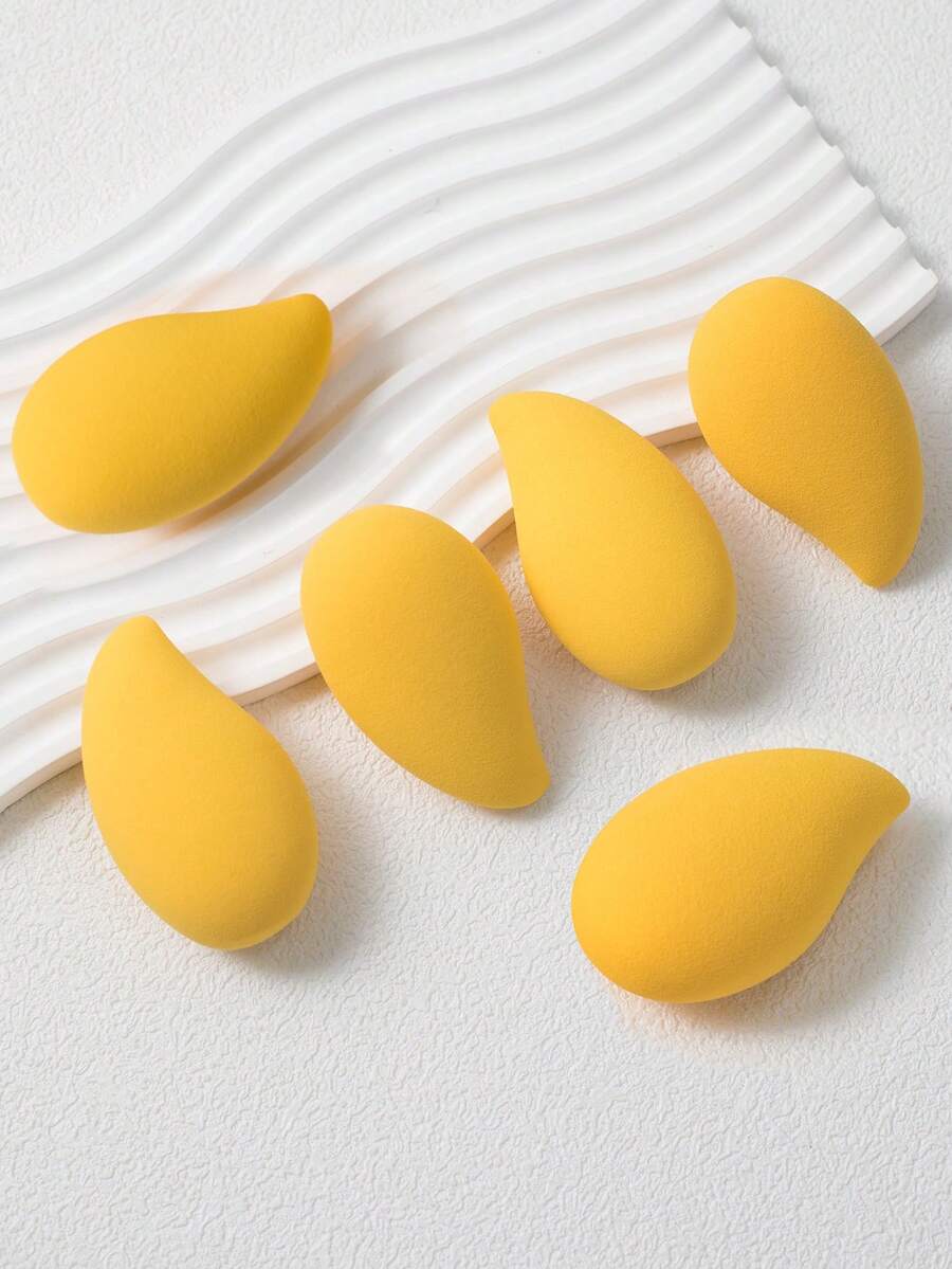 6/12 Stücke mango-förmige Make-up-Schwämme, hochelastisch, aus latexfreiem Material, weich und hautfreundlich, perfekt für makelloses Make-up, preiswert, geeignet für Make-up, Raumdekoration, Schminktisch, Reisen, Schlafzimmer und andere Anlässe, ideales Make-up-Accessoire, Weihnachtsgeschenk, Valentinstagsgeschenk - Gelb - Übersicht 1