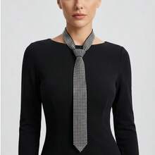 1/2pcs Women's Shiny Rhinestone Mesh Necktie, Elegant Sequin Diamond Choker Necklace, Luxury Evening Party Ball Wedding Accessory - Multicolor - View 9
