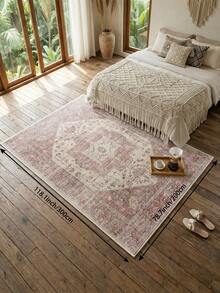 1pc Persian Floral Rosewood Color Living Room Rug. Suitable For Kitchen, Dining Room, Bedroom, Room Holiday Decoration, Indoor/Outdoor, Office, Lobby, Anti-Slip Door Mat, Bathroom Rug, Hallway, Study Gaming Area Rug. - Redwood - View 7