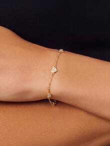 1 pieza Pulsera de plata de ley S925 con corazón suave y fresco para mujeres, joyería de mano de cadena delicada de lujo ligero y moda de alta gama, pulsera minimalista personalizada con pequeño corazón para fiesta, viaje, desplazamiento, uso versátil - Amar - Ver 15