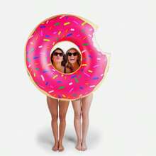Inflatable Donut-Shaped Swimming Ring For Adults, Inflatable Float Rings Under The Armpits, Anti-Rollover Summer Donut-Shaped Swimming Ring, Thickened PVC Summer Vacation Gift, School Gift, Swimming Equipment. - Pink - View 5