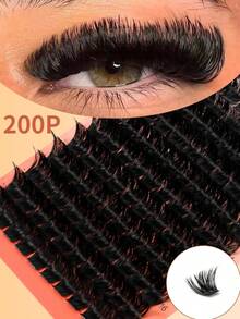 14 Rows 200D Fluffy Cluster False Eyelashes, Thickened Cluster Lash Extensions, Single Lash Extensions, Faux Mink Lash Clusters, D Curl, Dramatic Lash Extensions, Soft Lightweight Comfortable, Reusable Lash Clusters, Single Lashes - D - View 2