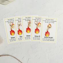 5pcs Cartoon Minimalist Flame Keychains With Positive Encouragement Greeting Cards, Perfect Gift For Friends And Family, Inspirational Gift, Shine Bright, Go Ignite The World, You Are Amazing, Gift For Friends Who Need Encouragement - Multicolor - View 7